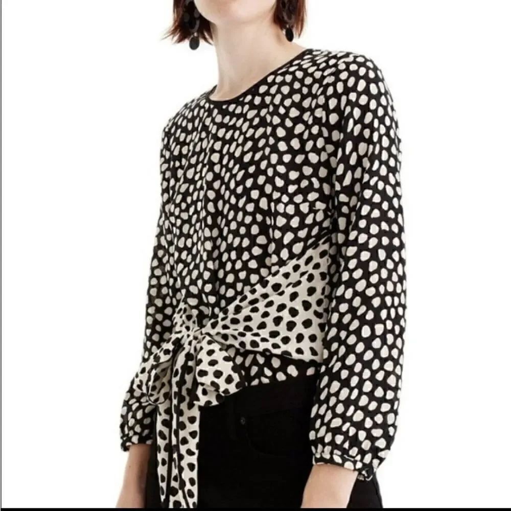 J CREW SILK Tie Waist Top